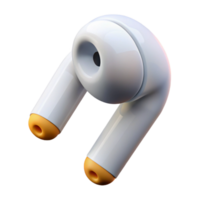 immaculate nostalgic art deco Concept art style, isolated cutout of a single white wireless earbud with Transparent Background exclusive png