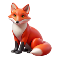 harmonious beautiful Red fox, sitting, alert, with Transparent Background precision png