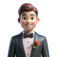joyful glorious Groom in tuxedo with boutonniere with Transparent Background sharp png