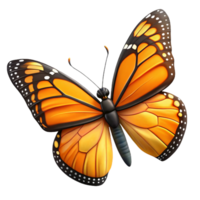 exceptional avant-garde Butterfly, monarch, wings open, with Transparent Background studio quality png