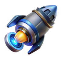 rare artistic Highly detailed spaceship engine nozzle with glowing blue energy core with Transparent Background flawless png