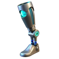 magnificent tranquil organic Cybernetic prosthetic leg with exposed mechanics and glowing LEDs with Transparent Background exclusive png