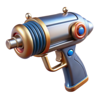 gorgeous whimsical classic Retro ray gun with chrome finish and wooden handle with Transparent Background elite png