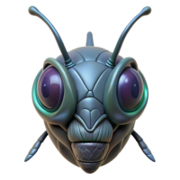 extraordinary geometric Alien insect head with multifaceted eyes and mandibles with Transparent Background genuine png