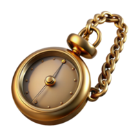 mesmerizing renaissance Hyper-specific, photorealistic concept art style render of a vintage pocket watch with chain, isolated cutout with Transparent Background crisp png