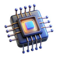 mesmerizing exceptional Cyberpunk data chip with glowing circuitry and exposed wires with Transparent Background png