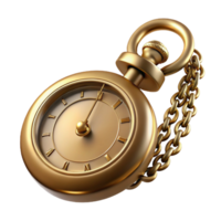 dazzling coveted Hyper-specific, photorealistic concept art style render of a vintage pocket watch with chain, isolated cutout with Transparent Background png