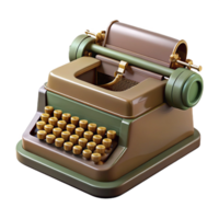 hypnotic inspired Professional render, isolated cutout, ultra-detailed vintage typewriter with keys visible with Transparent Background png