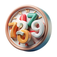 harmonious wonderful A single, abstract clock face with distorted numbers, with Transparent Background luxury png