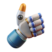 magnificent coastal Robotic hand giving a thumbs up gesture with Transparent Background premium png