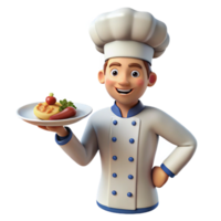 impressive memorable Chef holding a plate of food with Transparent Background png