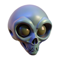 majestic joyful surreal Alien skull with elongated cranium and large eye sockets with Transparent Background authentic png
