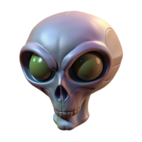 whimsical hypnotic Alien skull with elongated cranium and large eye sockets with Transparent Background refined png