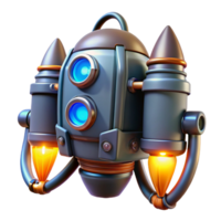 iconic mid-century Futuristic jetpack with glowing thrusters and control panel with Transparent Background sharp png