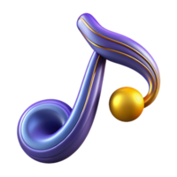 intense fascinating A single, abstract musical note with flowing lines, with Transparent Background studio quality png