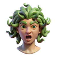 mysterious sumptuous Photorealistic, isolated cutout of a single Gorgon's severed head, hyper-specific, professional render, concept art style with Transparent Background expertly shot png