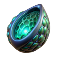 harmonious magnificent Alien seed pod with glowing interior and intricate patterns with Transparent Background premium png