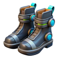 glorious timeless Cyberpunk boots with integrated jump jets and magnetic grips with Transparent Background png