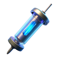 memorable bohemian Futuristic medical syringe with glowing liquid and digital display with Transparent Background detailed png