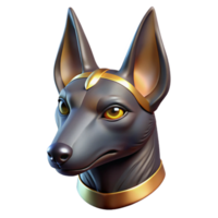exceptional rustic Hyper-specific, isolated cutout of Anubis' jackal head, photorealistic, ultra-detailed, professional render with Transparent Background high quality png