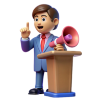 intense dramatic Speaker giving a motivational speech with Transparent Background precision png