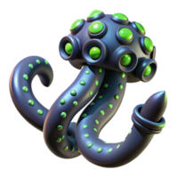 iconic vintage Alien tentacle with suction cups and bioluminescent stripes with Transparent Background artisan png