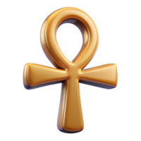 impressive classic Isolated cutout of a single Egyptian Ankh, hyper-specific, ultra-detailed, professional render, concept art style with Transparent Background museum quality png