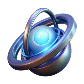 firma creativo futuristico galleggiante globo con raggiante energia nucleo e rotante anelli con trasparente sfondo magistralmente catturato png