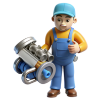 impressive mysterious artistic Mechanic inspecting a car engine with Transparent Background authentic png