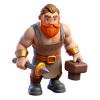 signature impressionist Hephaestus, God of the Forge, holding hammer and anvil, muscular build, with Transparent Background 4K png
