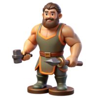 serene abstract Hephaestus, God of the Forge, holding hammer and anvil, muscular build, with Transparent Background top-tier png