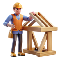 impressive tranquil impressionist Carpenter building a wooden structure with Transparent Background masterfully captured png