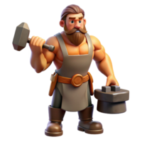 standout surreal Hephaestus, God of the Forge, holding hammer and anvil, muscular build, with Transparent Background handcrafted png