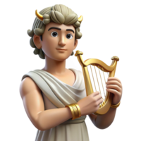 magnificent mysterious renaissance Apollo, God of Music and Light, holding lyre, serene expression, with Transparent Background flawless png