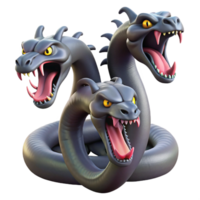 sumptuous acclaimed Hydra, multi-headed serpent, venomous fangs, coiled pose, with Transparent Background png