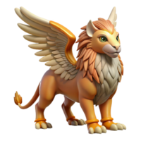melancholic extraordinary Griffin, mythical creature, eagle head and lion body, powerful wings, with Transparent Background crisp png