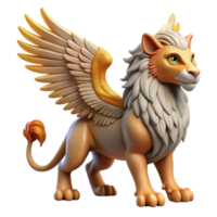 peaceful splendid Griffin, mythical creature, eagle head and lion body, powerful wings, with Transparent Background artisan png