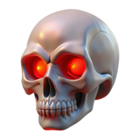 hypnotic playful artistic A single, realistic, human skull with glowing red eyes with Transparent Background professional png