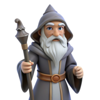 impressive artistic A wise old wizard with a long white beard, holding a staff, with Transparent Background gallery standard png