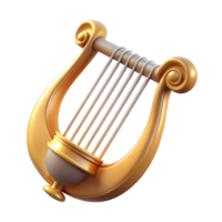 magnificent dramatic tropical Lyre, stringed instrument of Apollo, symbol of music and poetry, with Transparent Background high resolution png