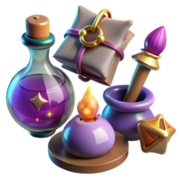 whimsical stunning Magical Artifacts, set of individual artifacts with Transparent Background top-tier png