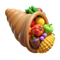 impressive exceptional Cornucopia, horn of plenty, overflowing with fruits and vegetables, symbol of abundance, with Transparent Background png