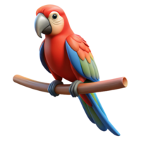 dazzling calm retro Concept art style, isolated cutout of a hyper-specific macaw parrot, perched on a thin, invisible branch with Transparent Background artisan png