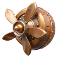 melancholic exquisite Steampunk airship propeller made of polished wood and copper with Transparent Background masterfully captured png
