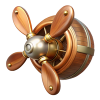 harmonious sumptuous Steampunk airship propeller made of polished wood and copper with Transparent Background precision png