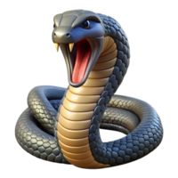 immaculate abstract Ultra-detailed, hyper-specific isolated cutout of a single king cobra, hood flared, tongue flicking with Transparent Background authentic png