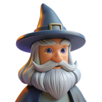 impressive iconic A wise old wizard with a long white beard and a pointed hat with Transparent Background png