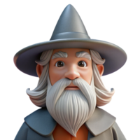 iconic impressionist A wise old wizard with a long white beard and a pointed hat with Transparent Background handcrafted png