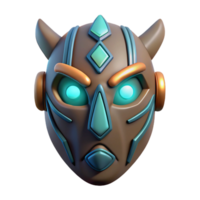 impressive avant-garde A stylized, tribal mask with glowing runes with Transparent Background exclusive png