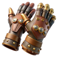 spectacular inspired Steampunk gloves with articulated finger joints and leather gauntlets with Transparent Background png